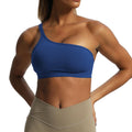 Aoxjox Womens Workout Sports Bras One Shoulder Astoria Asymmetrical Bra Fitness Training Gym Yoga Crop Tank Top (Bellwether Blue X-Small)