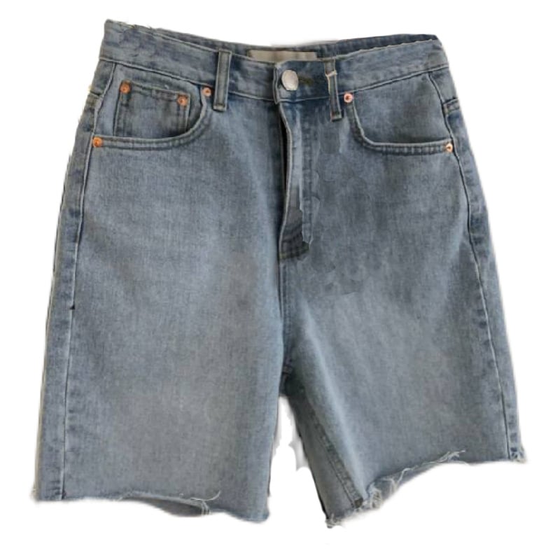 High-Waist Distressed Denim Shorts