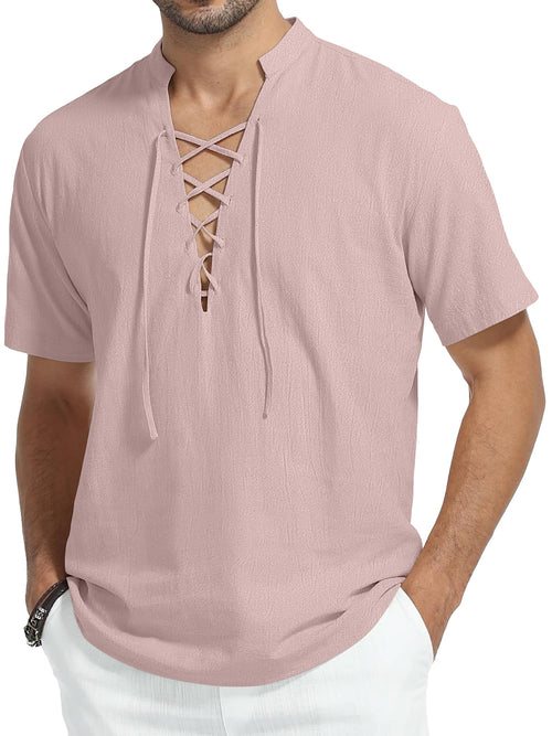 Cotton Linen Henley Shirt