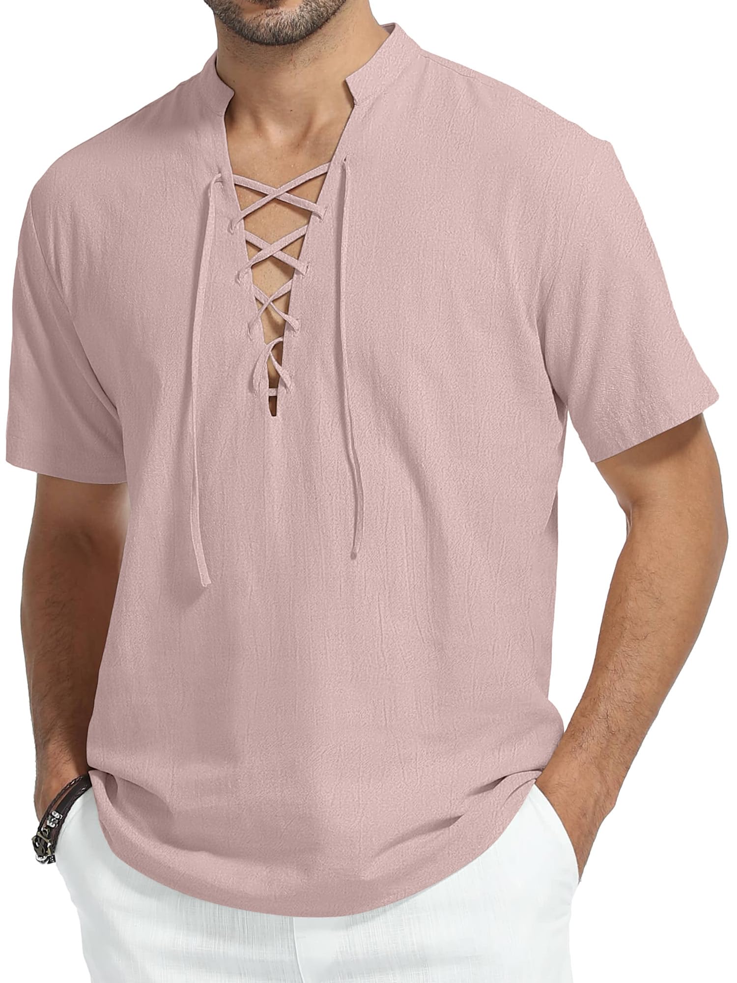 Cotton Linen Henley Shirt